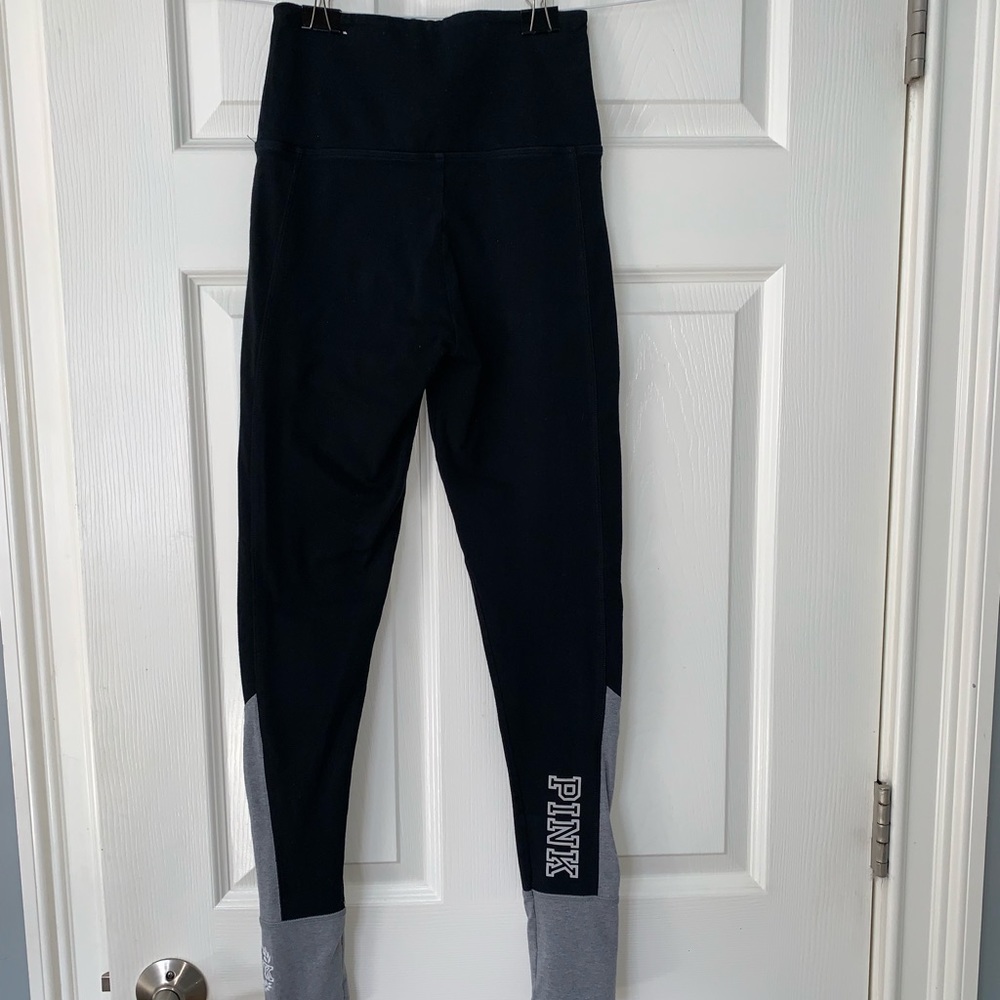 High waisted black & grey PINK yoga leggings - Picture 2 of 3